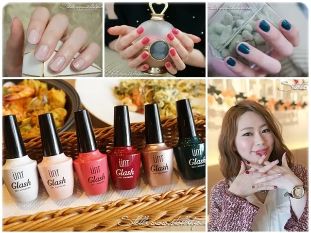 This is a collage image. In this image we can see nail polishes and persons applying nail polish to...