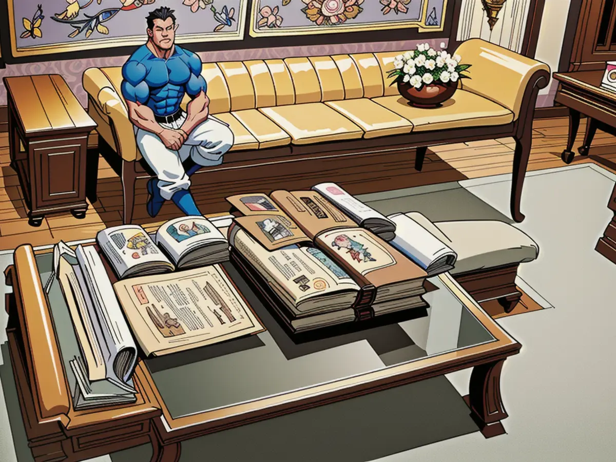 Elegant living space showcases a glass-top coffee table adorned with books and a decorative bowl, accompanied by floral-patterned furniture and a plush carpet. Luxurious living room scene featuring a glossy coffee table adorned with books and an ornamental bowl, amidst flowery furniture and a plush carpet.