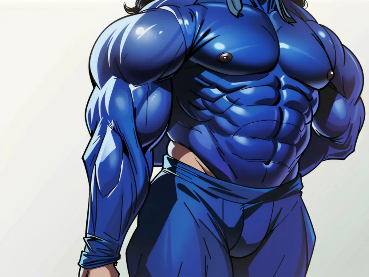 Visual depiction: Suspected assailant wielding a firearm, identity concealed behind mask, flees crime scene after shooting multiple individuals. Individual in casual attire, sporting a blue hoodie with the hood pulled up and baggy jeans, utilizes a nonchalant posture while positioned in a casual environment.